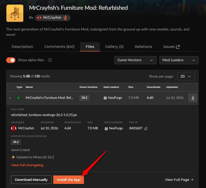 家具MOD「MrCrayfish's Furniture Mod」の入れ方3
