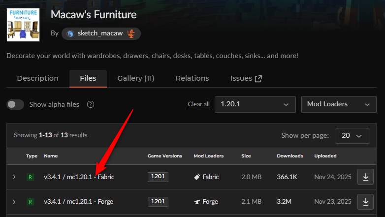 家具MOD「Macaw's Furniture」の入れ方1