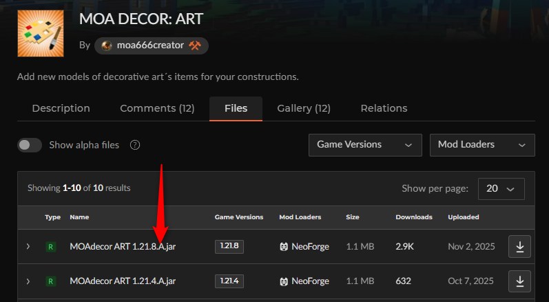 家具MOD「MOA DECOR: ART」の入れ方1