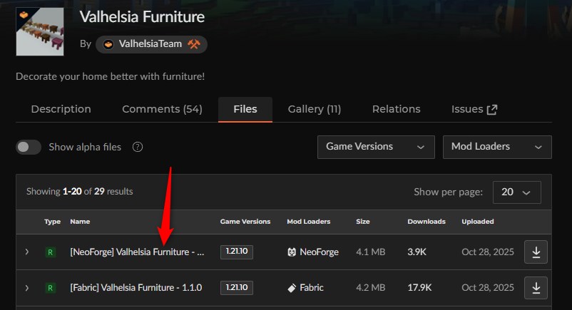 家具MOD「Valhelsia Furniture」の入れ方1