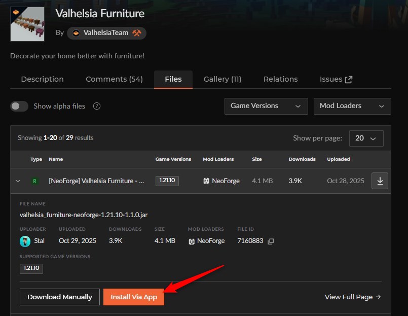 家具MOD「Valhelsia Furniture」の入れ方2