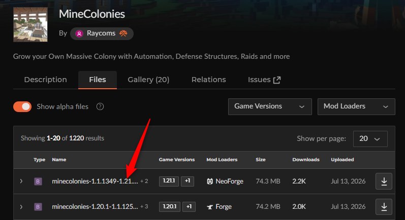 街MOD「MineColonies」の入れ方1