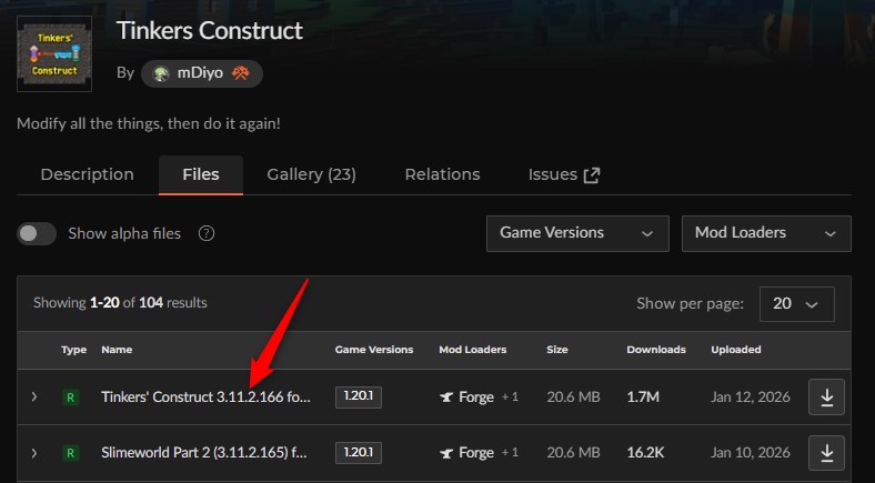 鉱石MOD「Tinkers' Construct」の入れ方1