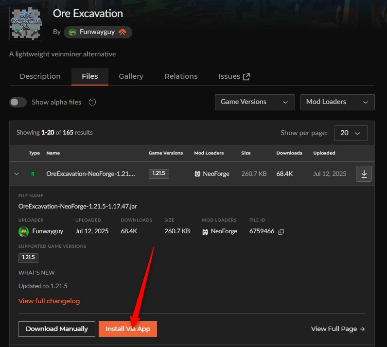 鉱石MOD「Ore Excavation」の入れ方2