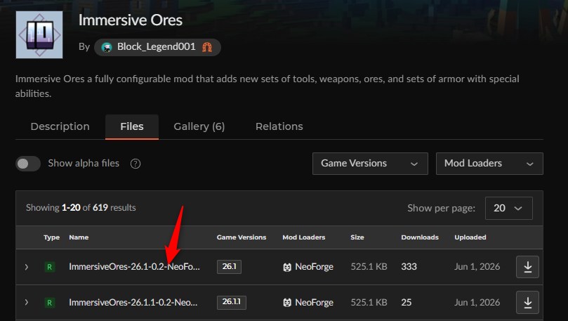 鉱石MOD「Immersive Ores」の入れ方1