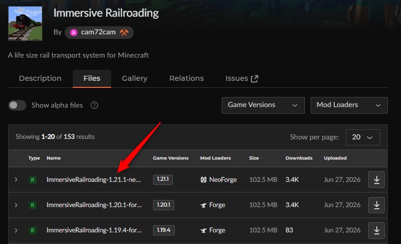 鉄道MOD「Immersive Railroading」の入れ方1