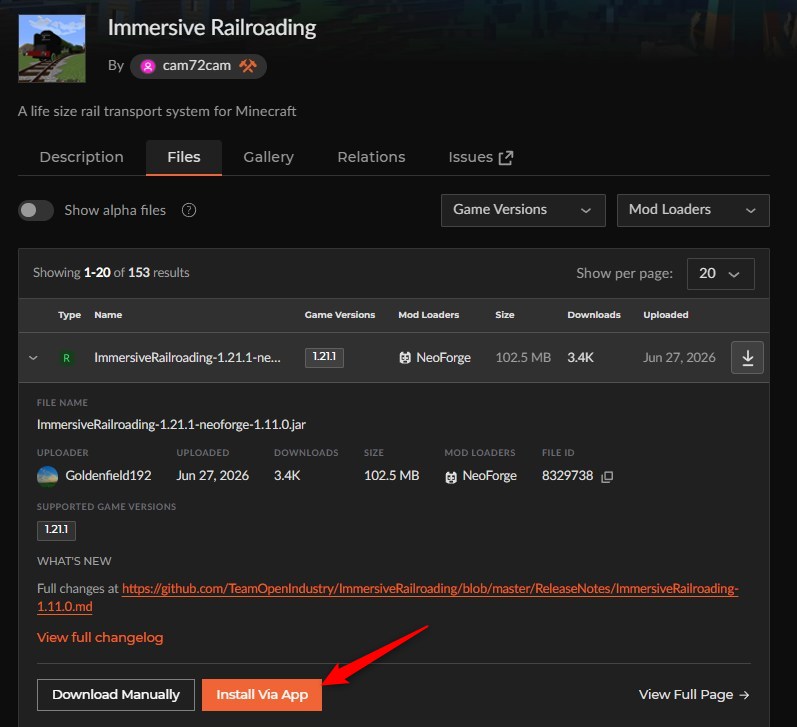 鉄道MOD「Immersive Railroading」の入れ方2