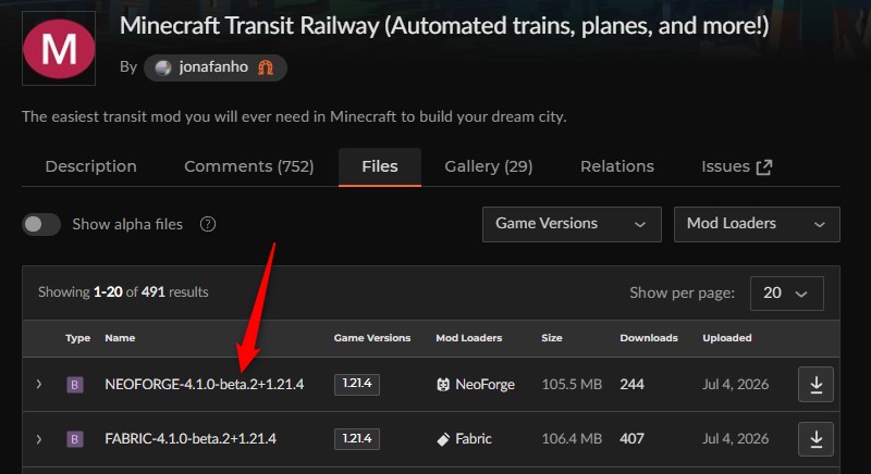 鉄道MOD「Minecraft Transit Railway」の入れ方1