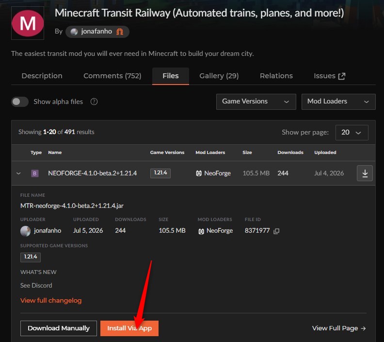 鉄道MOD「Minecraft Transit Railway」の入れ方2