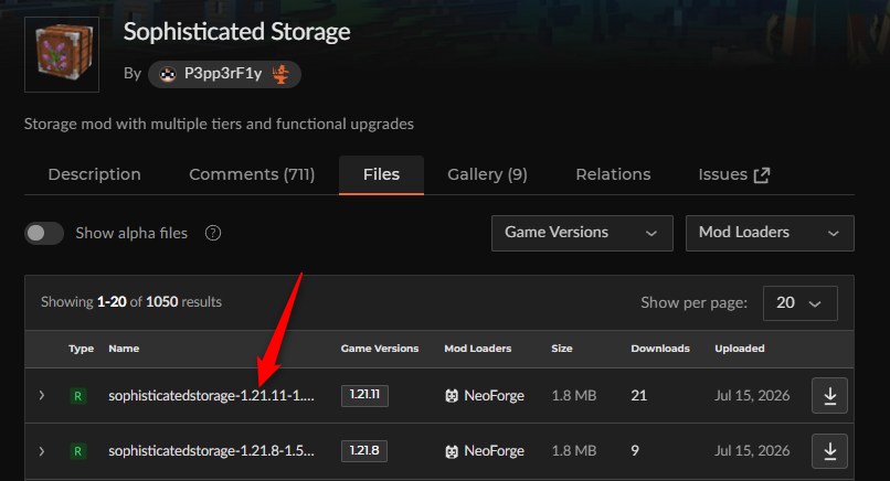 倉庫MOD「Sophisticated Storage」の入れ方1