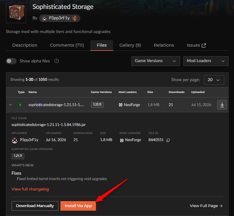 倉庫MOD「Sophisticated Storage」の入れ方2