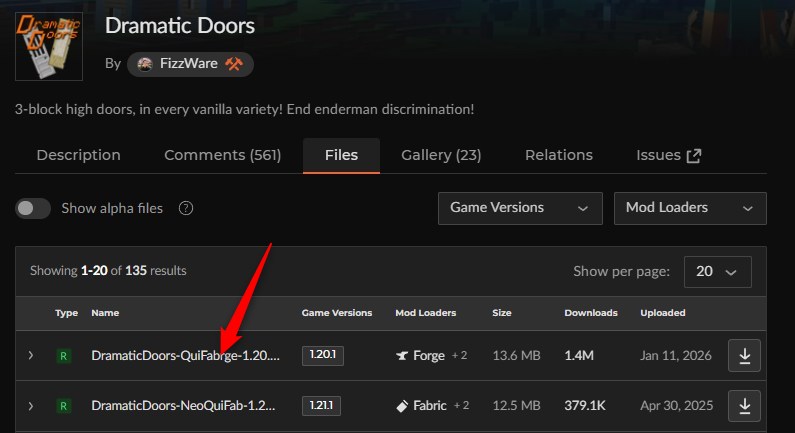 「Dramatic Doors」にアクセスしてバージョンを選択
