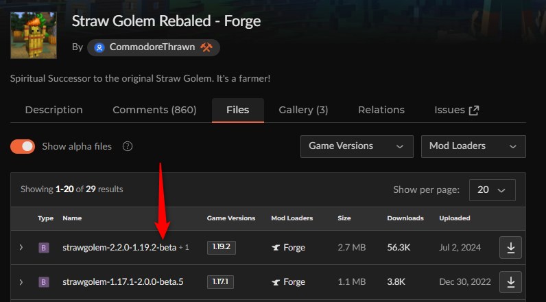 ゴーレムMOD「Straw Golem」の入れ方1