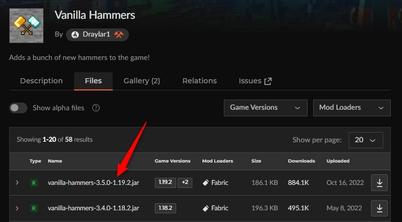 ハンマーMOD「Vanilla Hammers」の入れ方1