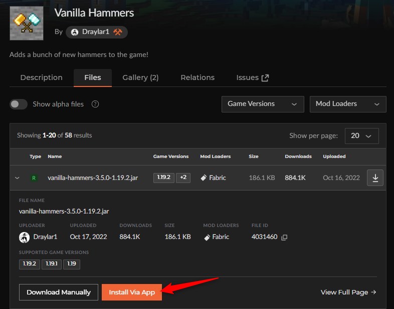 ハンマーMOD「Vanilla Hammers」の入れ方2