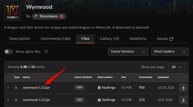 【ドラゴンMOD】「Wyrmroost」の入れ方1