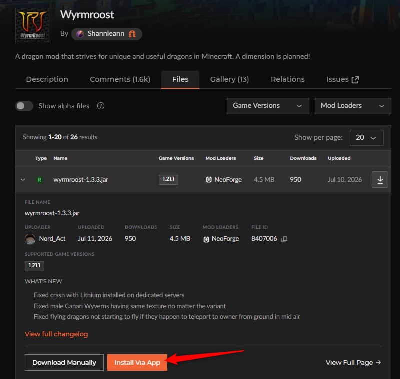 【ドラゴンMOD】「Wyrmroost」の入れ方2