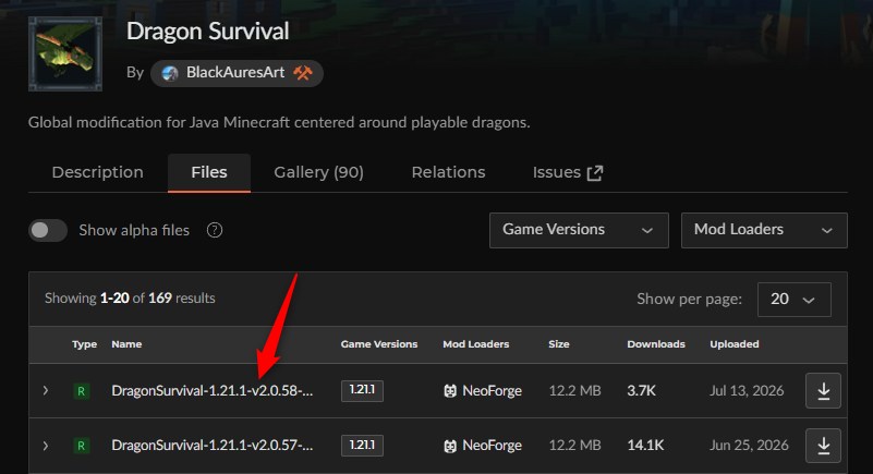 【ドラゴンMOD】「Dragon Survival」の入れ方1