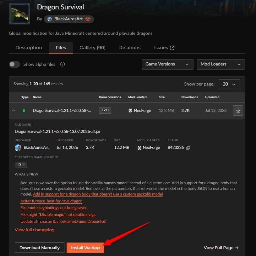 【ドラゴンMOD】「Dragon Survival」の入れ方2