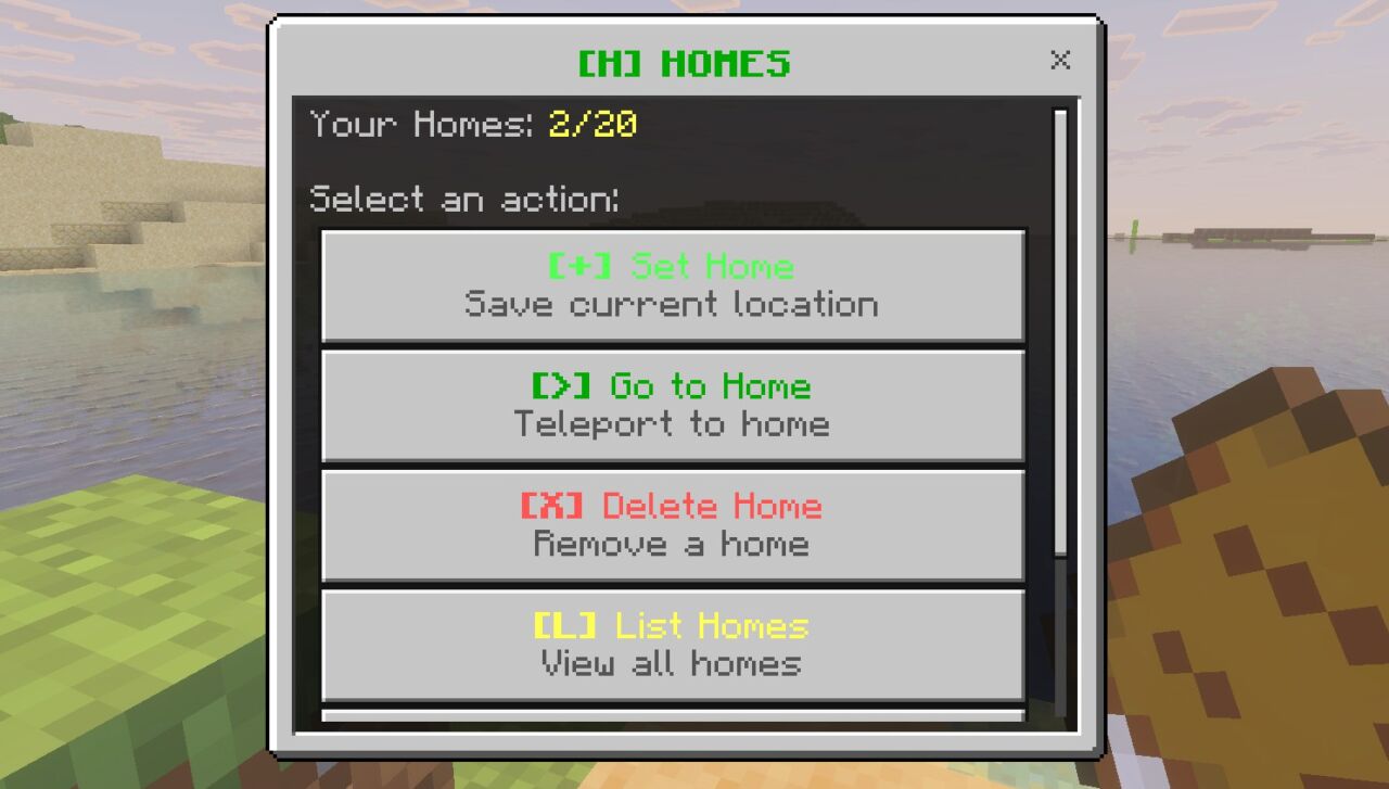 Instant WarpのHomesメニューを開いた画面