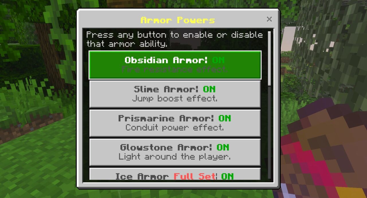 Block Armorの氷の防具を装備して水の上を歩いている様子