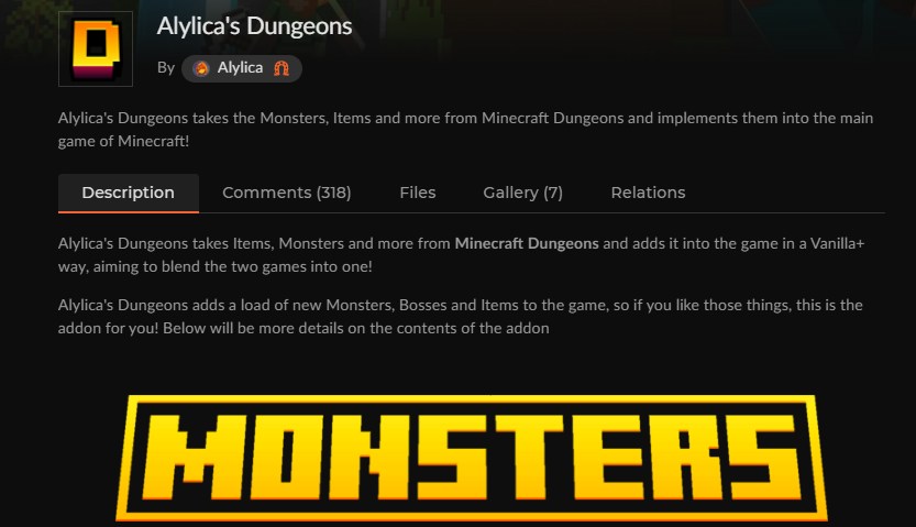 ダンジョンアドオン「Alylica's Dungeons」のカースフォージ配布ページ