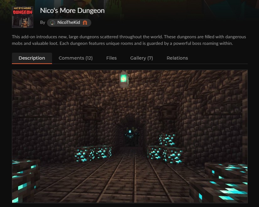 ダンジョンアドオン「Nico's More Dungeon」のカースフォージ配布ページ