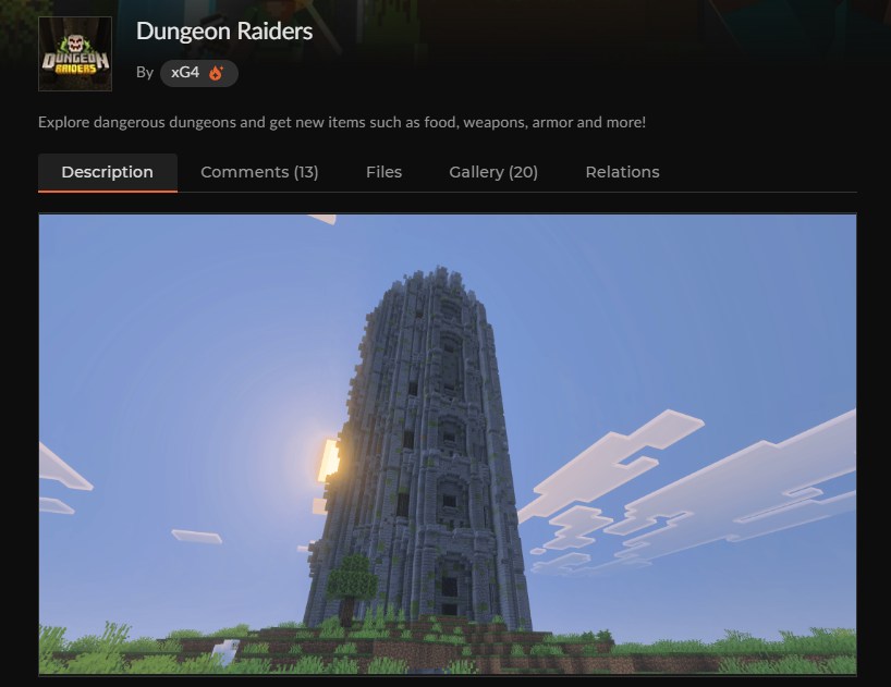 ダンジョンアドオン「Dungeon Raiders」のカースフォージ配布ページ