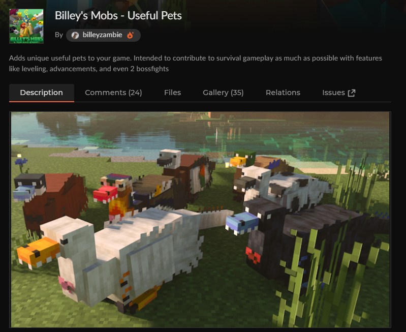 【マイクラ】ペットアドオン「Billey's Mobs - Useful Pets」