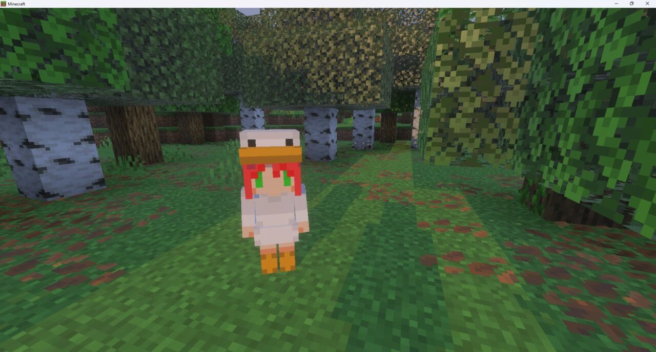 Cute Mob Modelsを導入してモブが美少女モデルに変わったマイクラのワールド