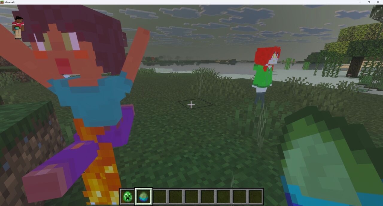 Smuttie's Mob Girlsを導入して敵対モブが女の子モデルに変わった画面