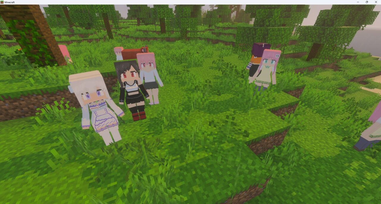 Anime Waifusを導入して美少女キャラが追加されたマイクラのワールド