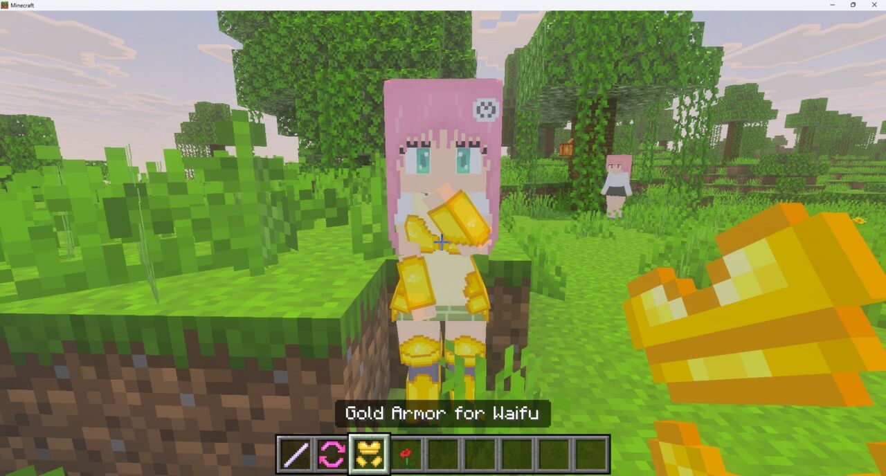 Anime Waifusのキャラに防具を装備させた画面
