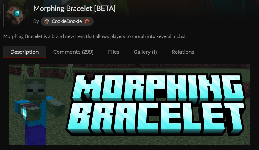 変身アドオンMorphing Braceletのカースフォージ配布ページ