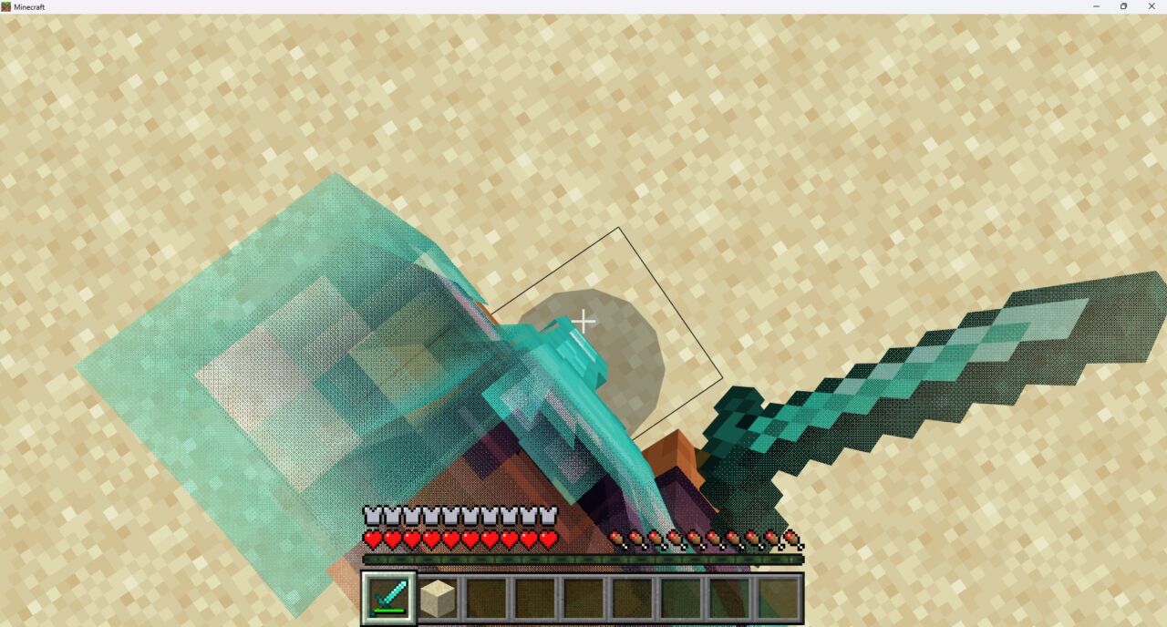 リアルアドオン「Realistic First Person Addon」で足元まで描画された一人称視点