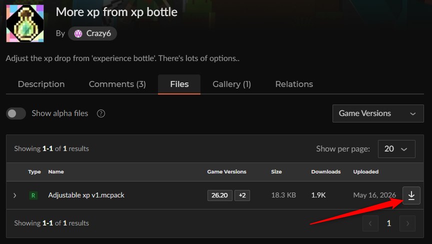 More xp from xp bottleのCurseForgeファイル一覧