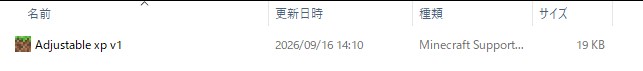 More xp from xp bottleをマイクラ統合版にインポートした画面