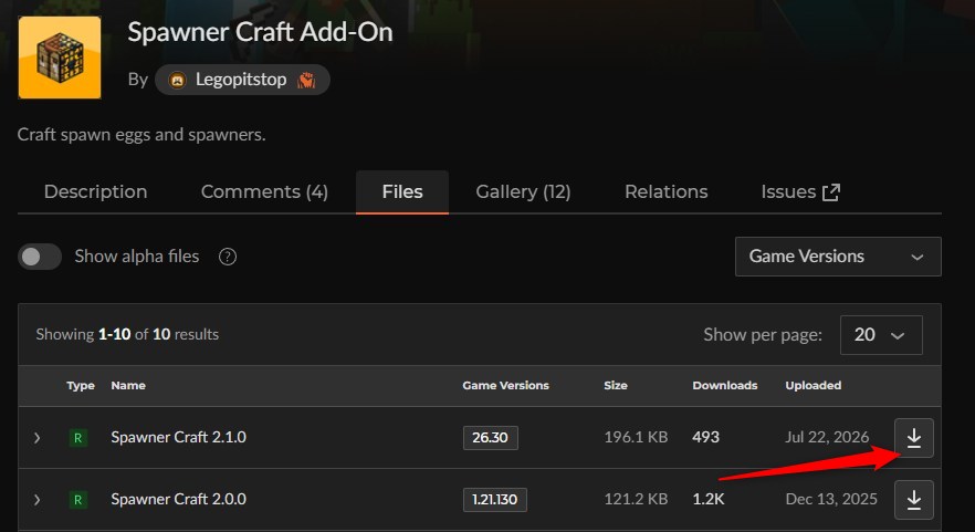 Spawner Craftのファイル一覧（Spawner Craft 2.1.0）