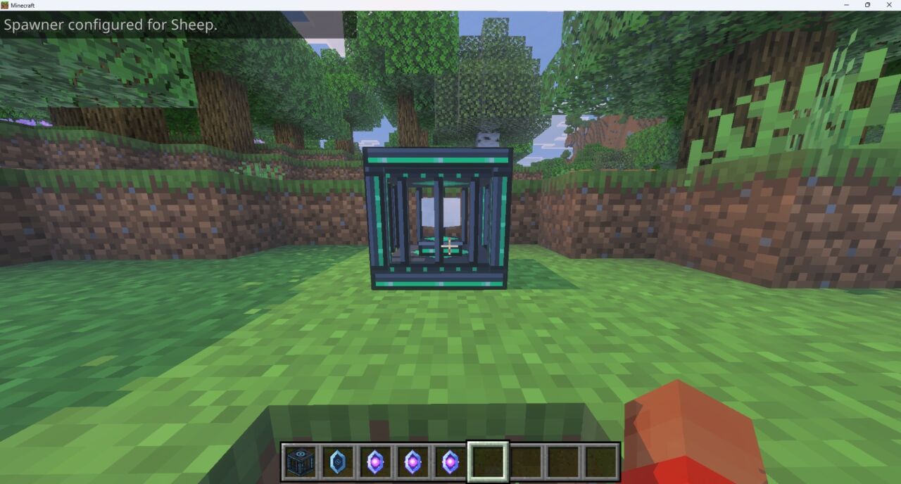 キャプチャークリスタルを入れて読み込み済みになったBedrock Spawner