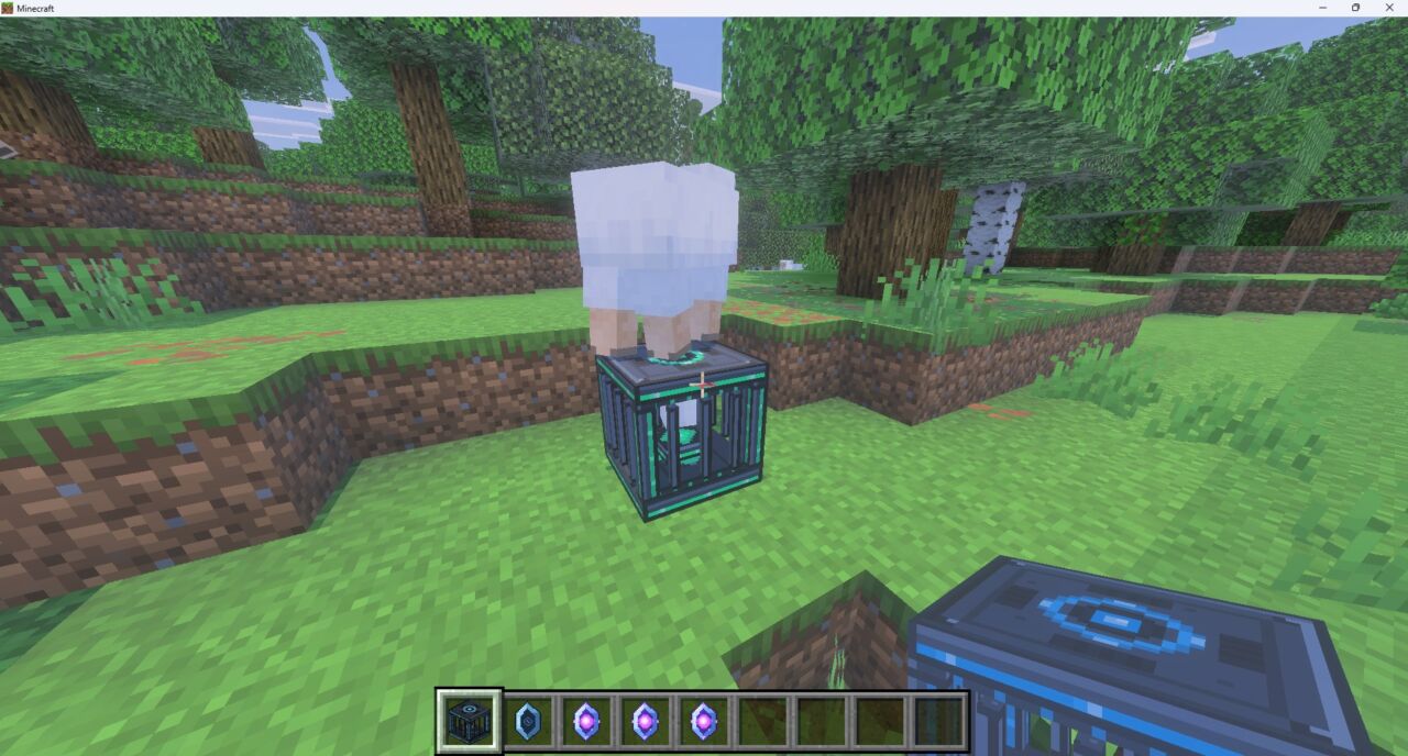 Bedrock Spawnerからヒツジが湧いている様子