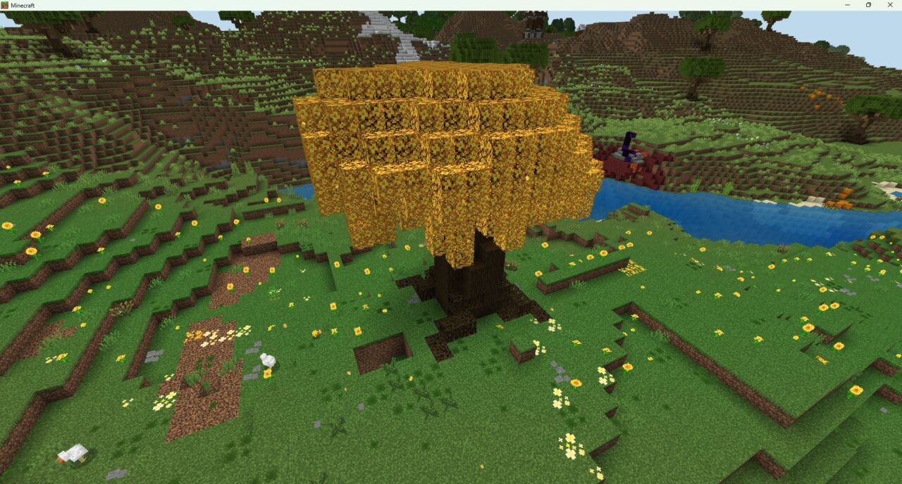 Nature's Touchの導入後に草花や落ち葉が増えたワールド