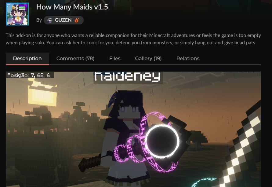 マイクラメイドアドオン「How Many Maids」のCurseForge配布ページ