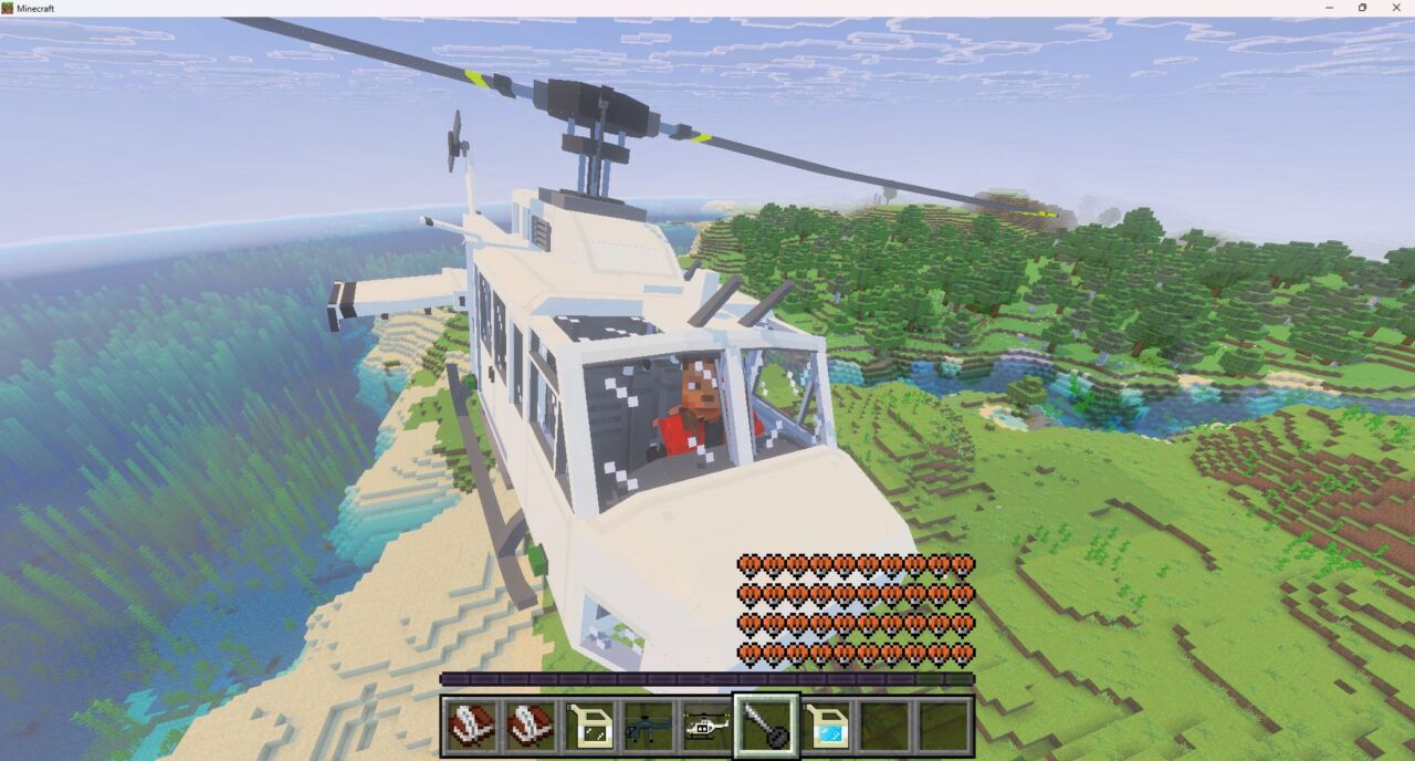 Survival Helicoptersのヘリコプターをワールドに出した様子