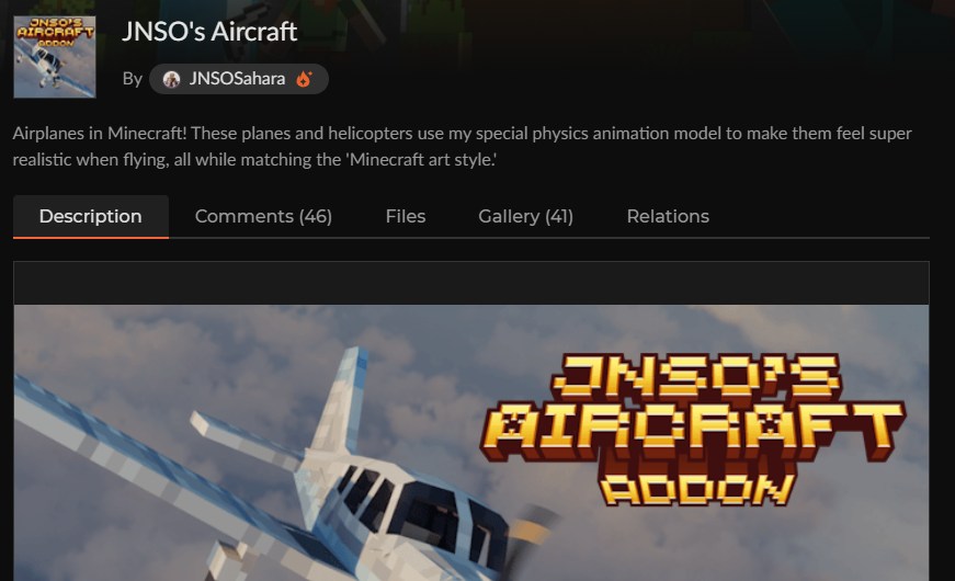 JNSO's Aircraftのカースフォージ配布ページ