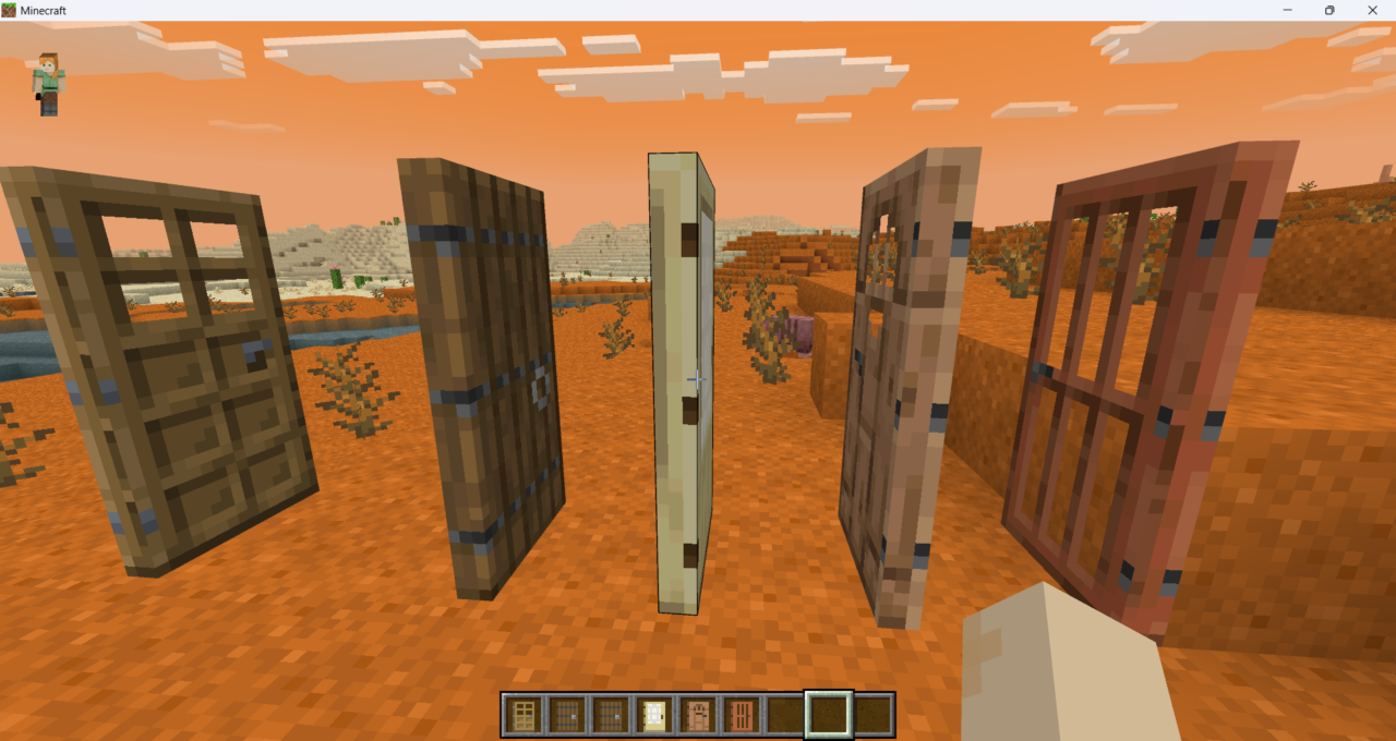 ドアアドオン「Auto Doors」でプレイヤーが近づいたドアが自動で開いた様子