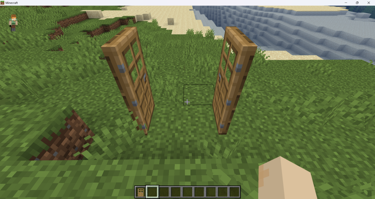 同じ種類のドアを2枚並べて「Double Doors 38」の動作を確かめる様子