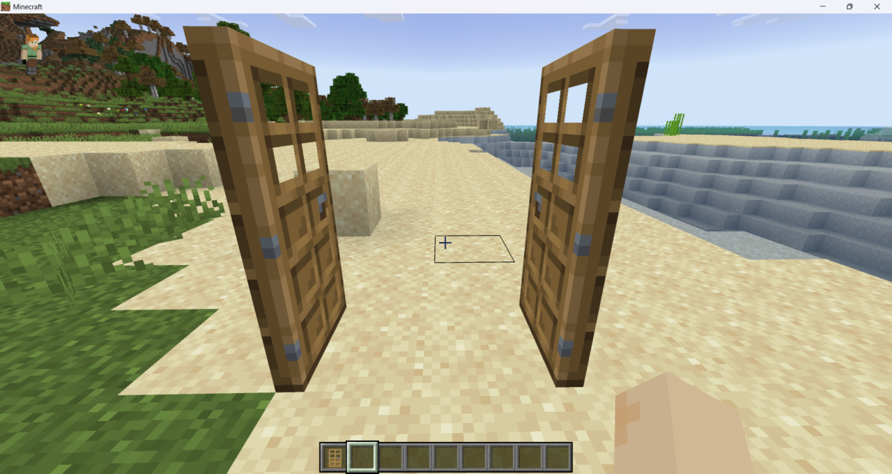 「Double Doors 38」で片方のドアを開けると隣のドアも一緒に開いた様子