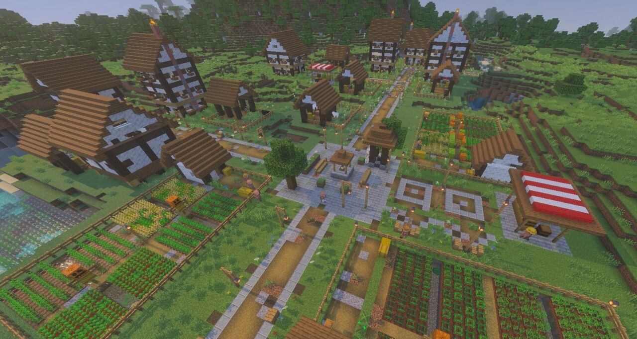 新規ワールドで見つけたVillages Re-Imaginedの町