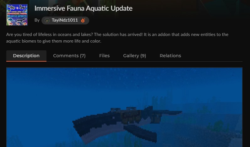 【マイクラ統合版】深海アドオン「Immersive Fauna Aquatic Update」