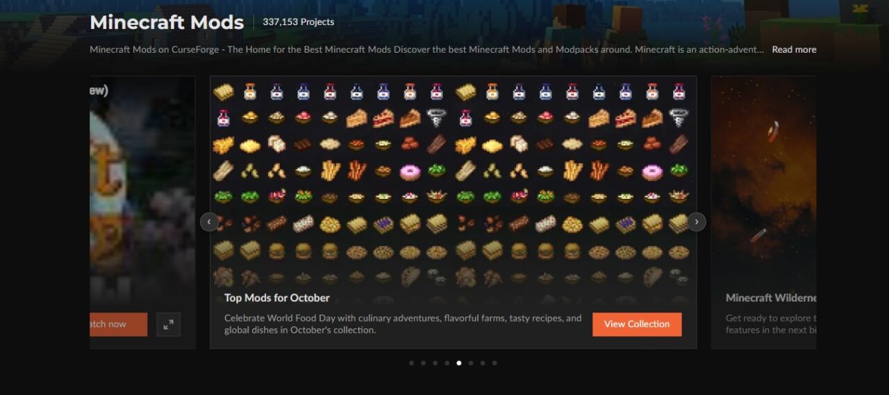 アドオン配布サイト「CurseForge」の統合版ページ